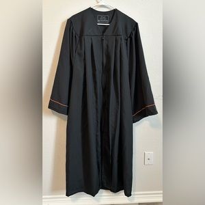 Oak Hall Graduation robe, black with orange trim on sleeve